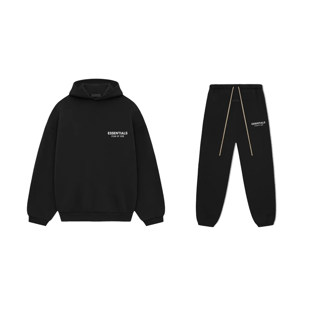 Fear of God Essentials Fleece Hoodie S24 Black + S24 Sweatpants Black SET-Bundle-pikastore.cz-pikastore.cz