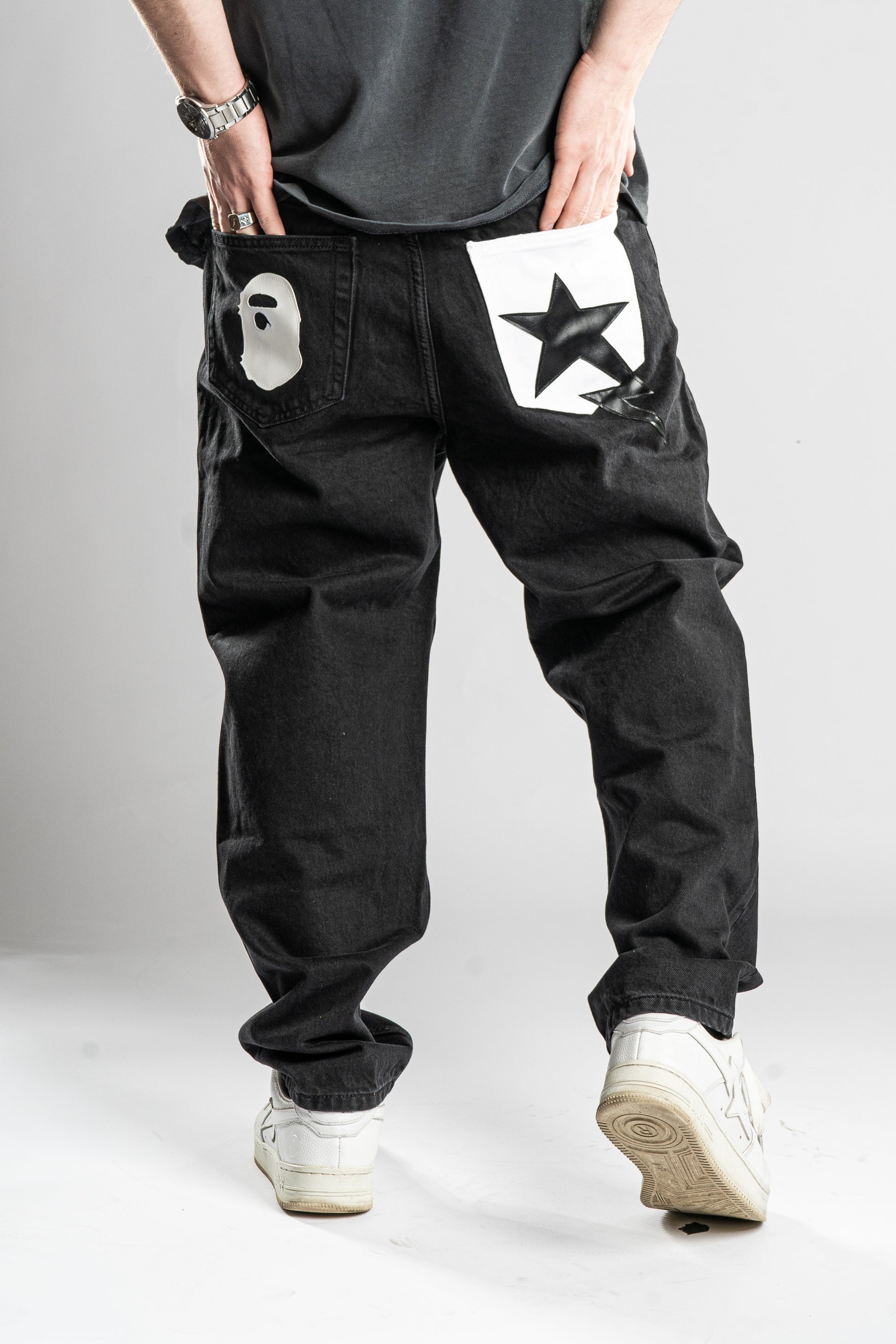 Custom Reverse Star Baggy Jeans-Kalhoty-Custompantsprg-pikastore.cz