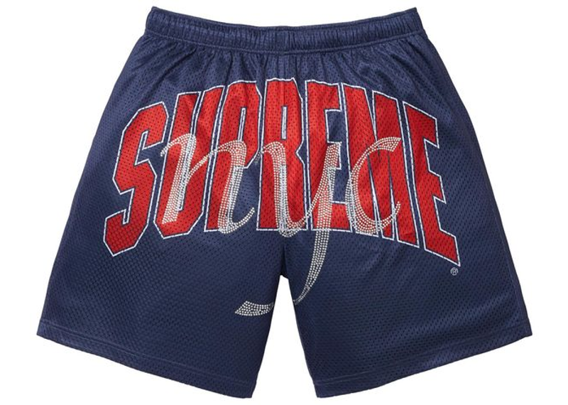 Supreme Rhinestone Mesh Short Navy