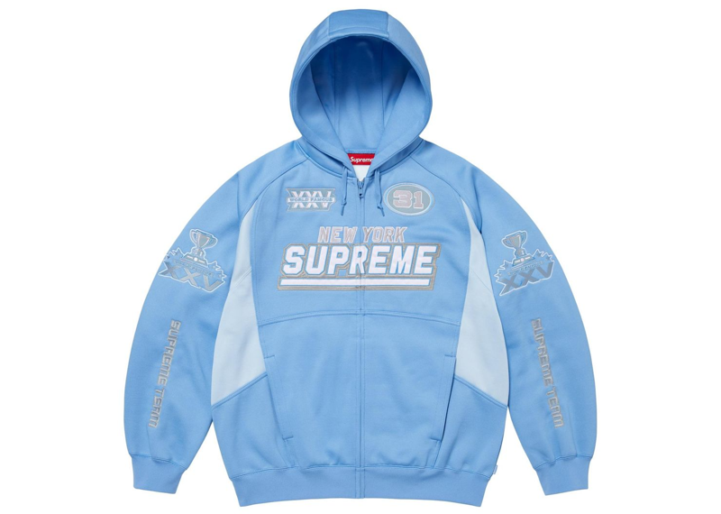 Supreme Football Zip Up Hooded Sweatshirt Light Blue