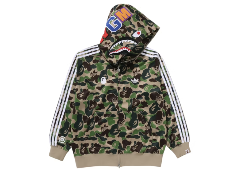 adidas x BAPE Relaxed Fit Track Camo Shark Full Zip Hoodie Green-Adidas-pikastore.cz