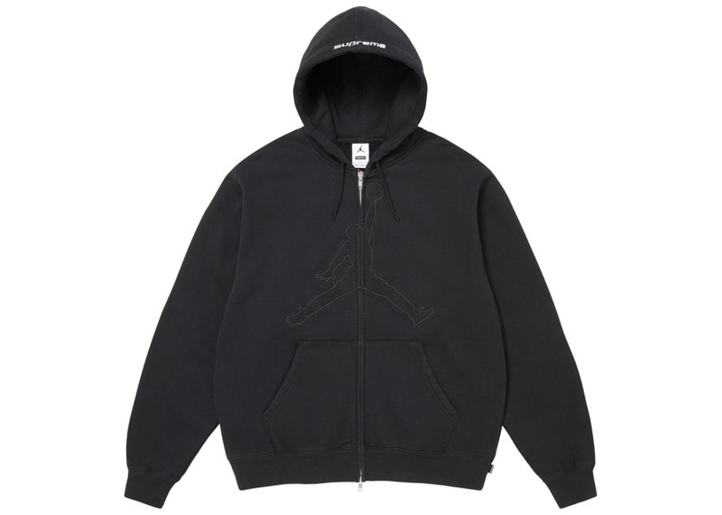 Supreme x Jordan Zip Up Hooded Sweatshirt Black