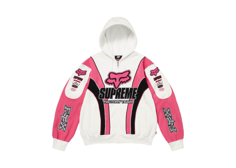 Supreme Fox Racing Zip Up Hooded Sweatshirt White