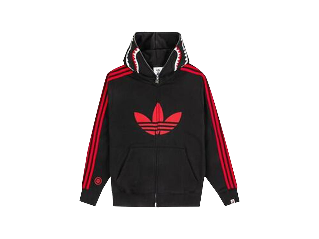 Adidas BAPE x Shark Fleece Full Zip Hoodie Black-Adidas-pikastore.cz