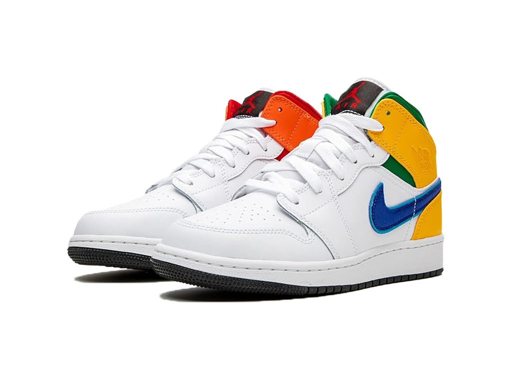 Air Jordan 1 Mid GS White Court Purple Teal