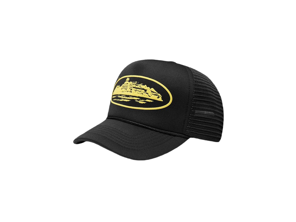 Corteiz Alcatraz Trucker Hat Black/Yellow-Corteiz-pikastore.cz