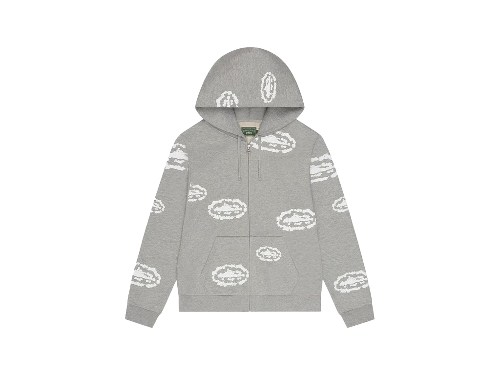 Corteiz x Denim Tears Island Wreath Zip Hoodie Heather Grey-Corteiz-pikastore.cz