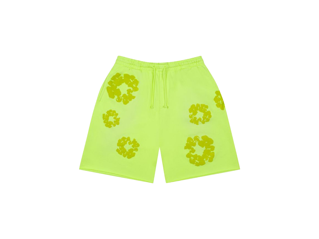 Denim Tears Mono Cotton Wreath Shorts Neon Green-Denim Tears-pikastore.cz