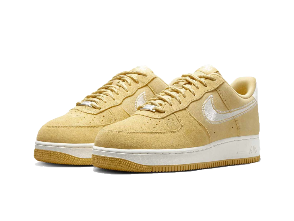 Nike Air Force 1 Low 07 LV8 Buff Gold Sail Embroidered Swoosh