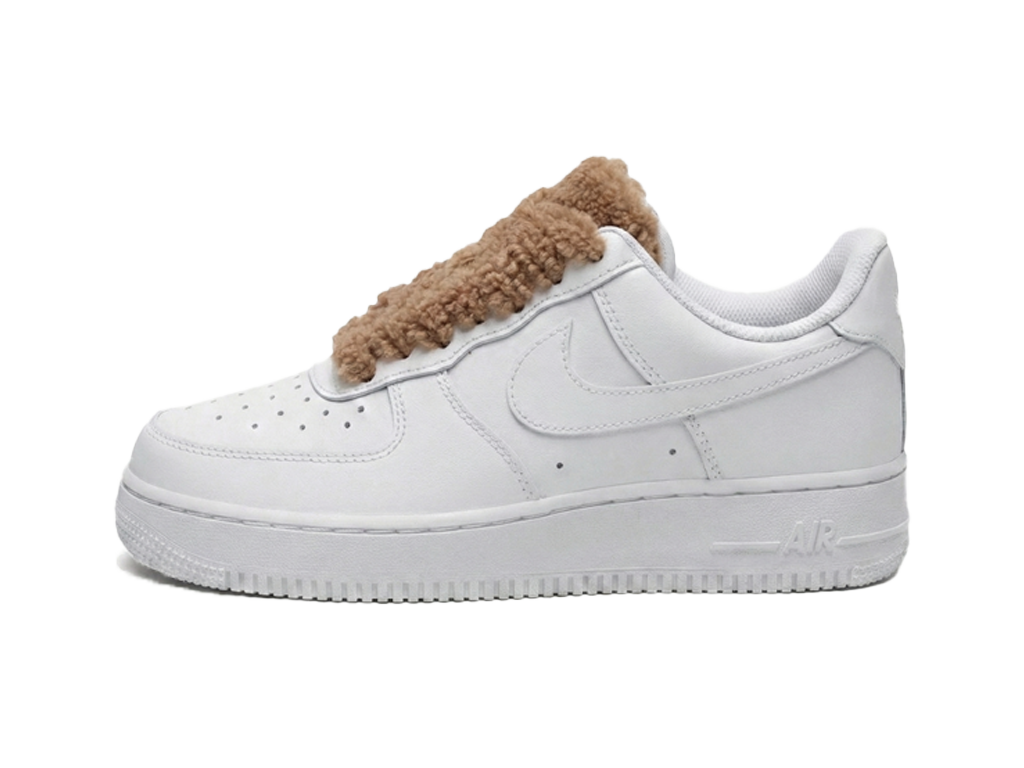 Nike Air Force 1 White Low 07 Fluffy Laces Brown-Nike-pikastore.cz
