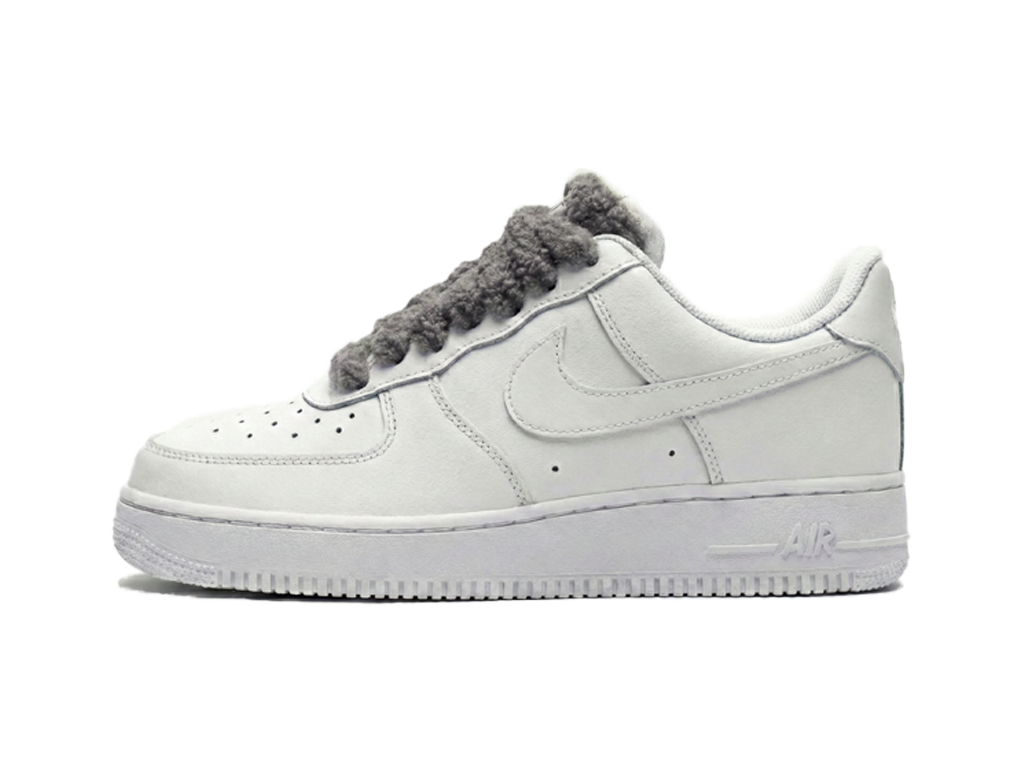 Nike Air Force 1 White Low 07 Fluffy Laces Grey-Nike-pikastore.cz