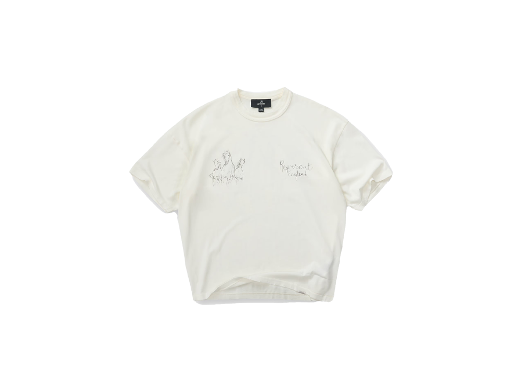 Represent Hand Drawn Horses T-Shirt Flat White
