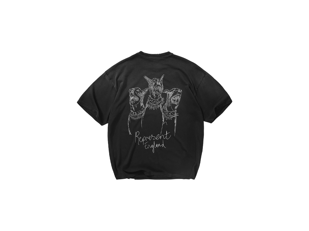 Represent Hand Drawn Thoroughbred T-Shirt Aged Black
