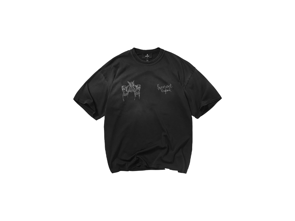 Represent Hand Drawn Thoroughbred T-Shirt Aged Black