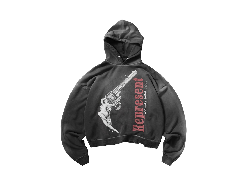 Represent Loaded With Love Hoodie Stained Black-Represent-pikastore.cz
