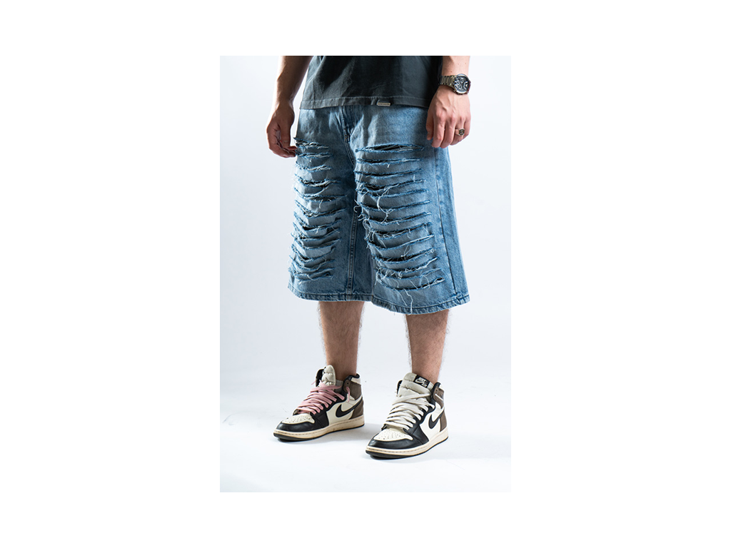 Custom Blue Distressed Shorts-Kalhoty-Custompantsprg-pikastore.cz
