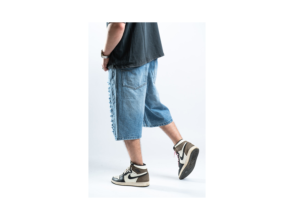 Custom Blue Distressed Shorts-Kalhoty-Custompantsprg-pikastore.cz