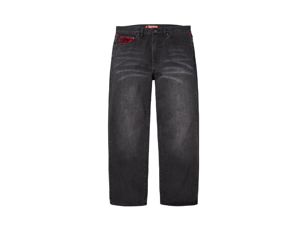 Supreme Leopard Faux Fur Loose Fit Jean Washed Black-Supreme-pikastore.cz