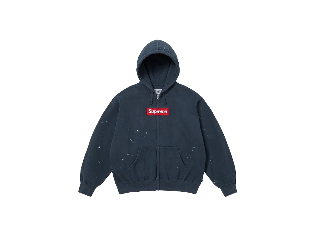 Supreme MM6 Maison Margiela Box Logo Zip Up Hooded Sweatshirt Navy-Supreme-pikastore.cz