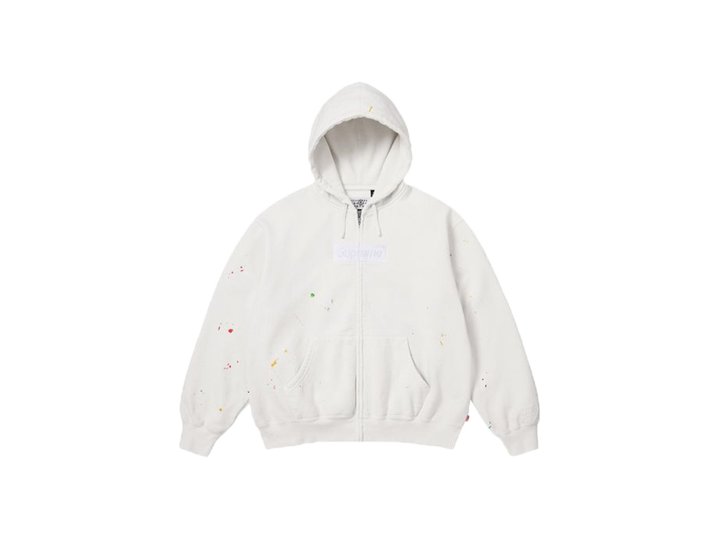 Supreme MM6 Maison Margiela Box Logo Zip Up Hooded Sweatshirt White-Supreme-pikastore.cz
