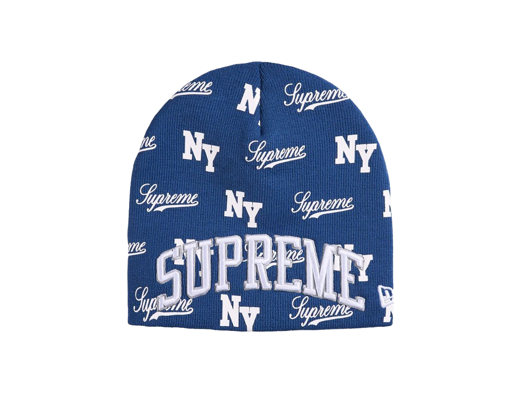 Supreme New Era Monogram Beanie Blue-Supreme-pikastore.cz