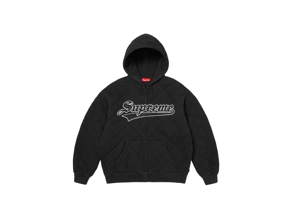 Supreme Quilted Zip Up Hooded Sweatshirt Black-Supreme-pikastore.cz