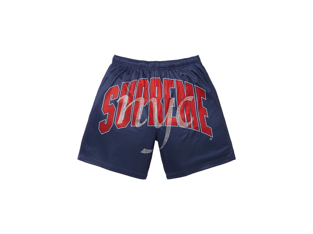 Supreme Rhinestone Mesh Short Navy