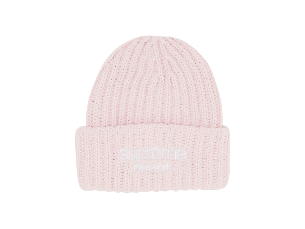 Supreme Classic Logo Chunky Ribbed Beanie (FW24) Light Pink-Supreme-pikastore.cz