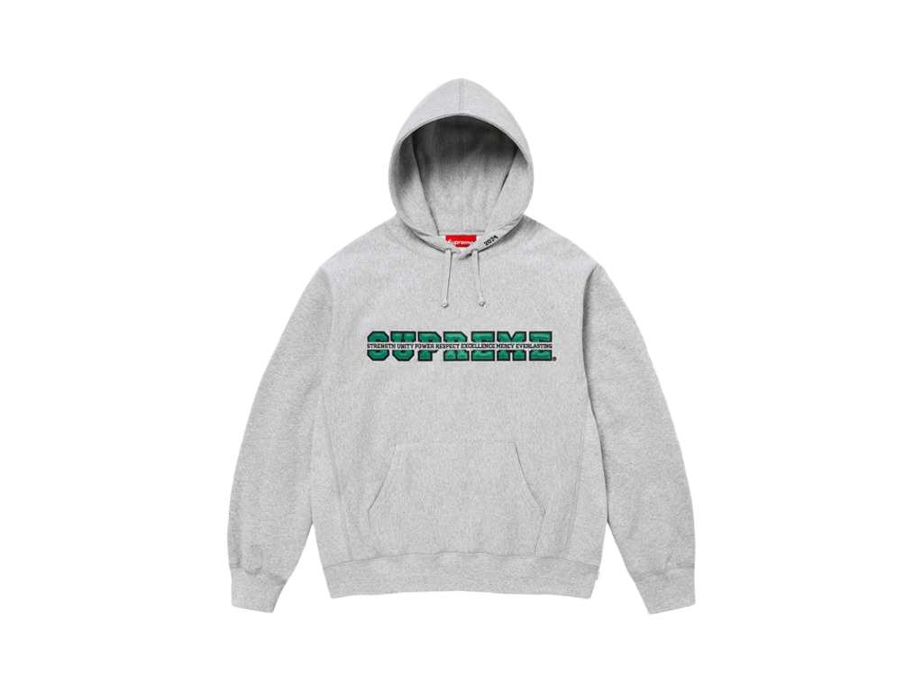 Supreme Collegiate Acronym Hooded Sweatshirt Heather Grey-Supreme-pikastore.cz