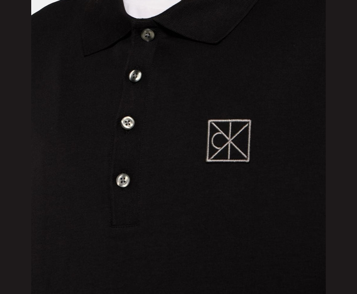 Calvin Klein Long-sleeved polo shirt Double Face Black – t-shirt – foto 3 di 5