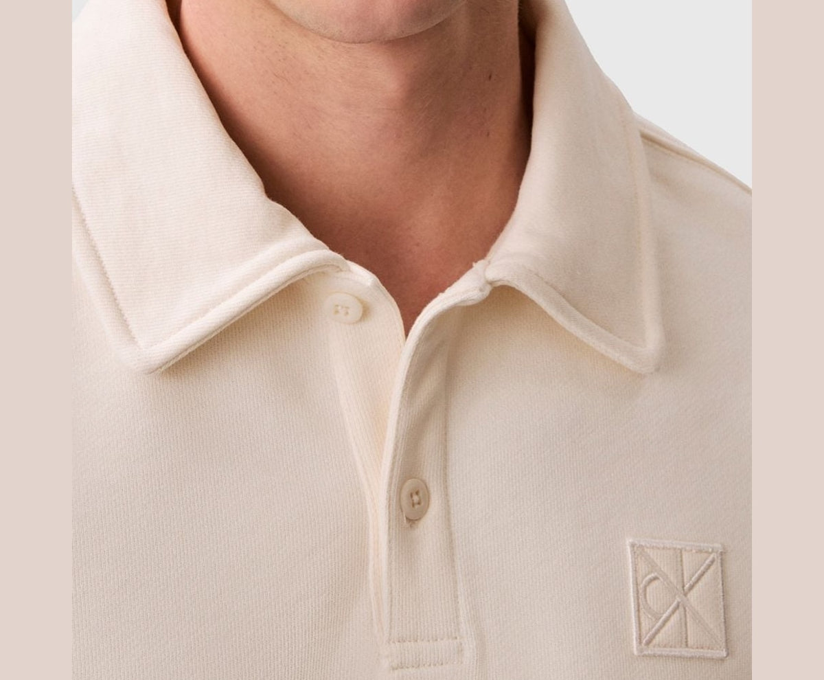 Calvin Klein Long-sleeved polo shirt Terry White – тениска – снимка 3 от 5