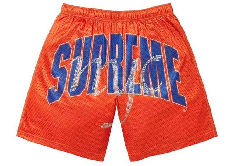Supreme Rhinestone Mesh Short Orange