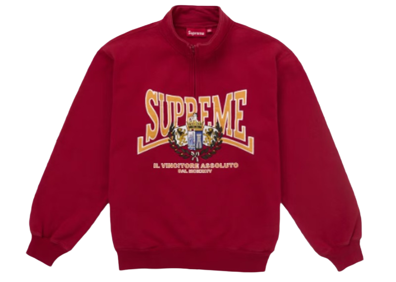 Supreme Crest Applique Half Zip Pullover Red-Supreme-pikastore.cz