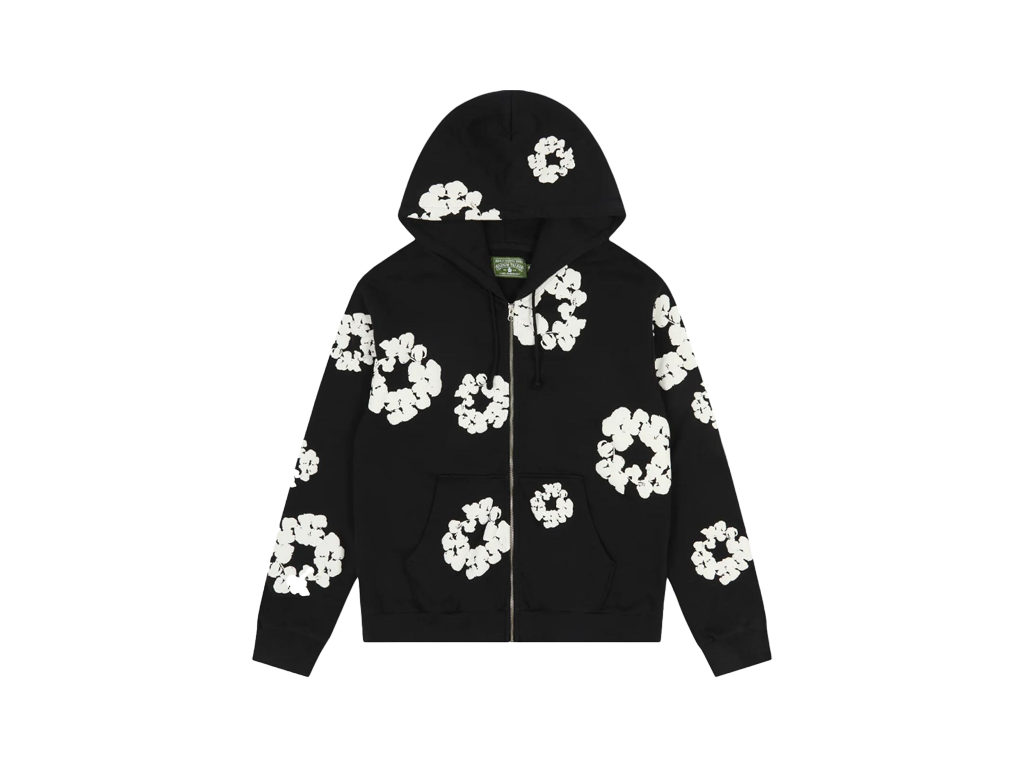 Denim Tears Cotton Wreath Zip Hoodie Black