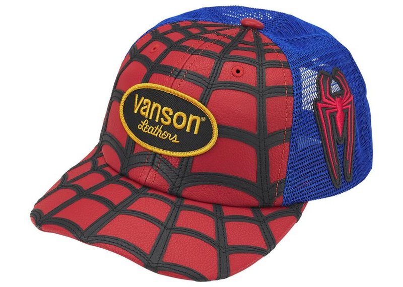 Supreme Vanson Leathers Spider-Man Mesh Back 6-Panel Hat-Supreme-pikastore.cz
