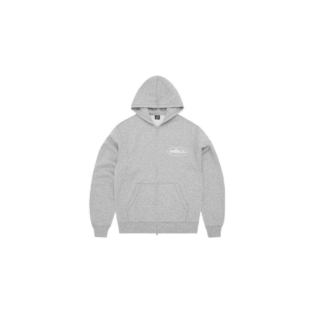 Corteiz Island Puff Print Zip Hoodie Heather Grey