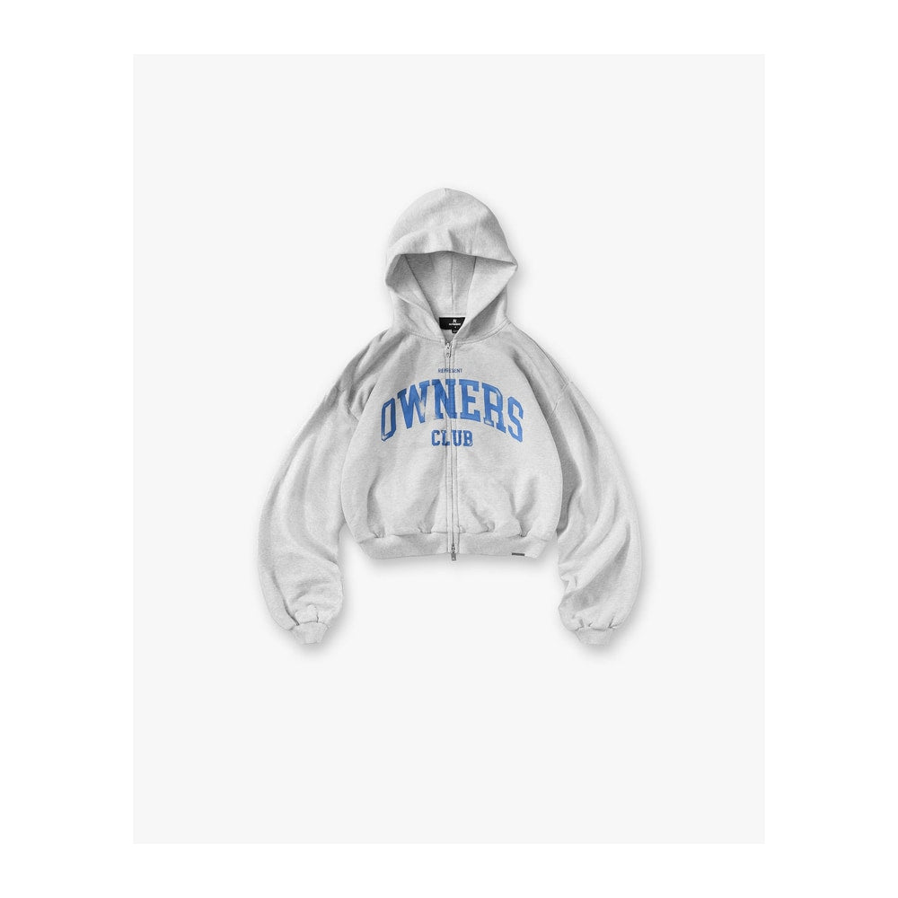 Represent Owners Club Zip Through Hoodie Sprayed Ice Grey Marl