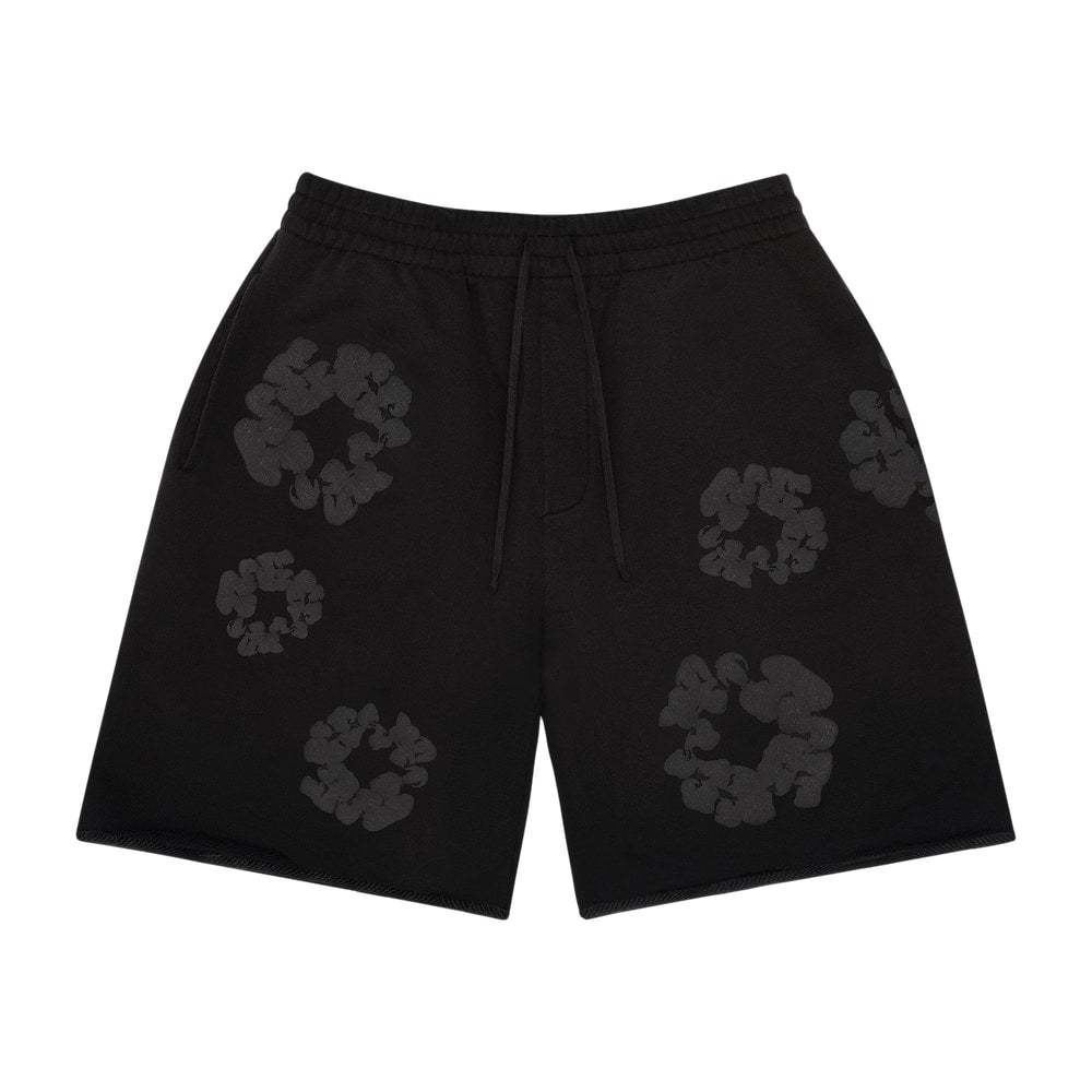Denim Tears Faded Mono Cotton Wreath Sweatshorts Black