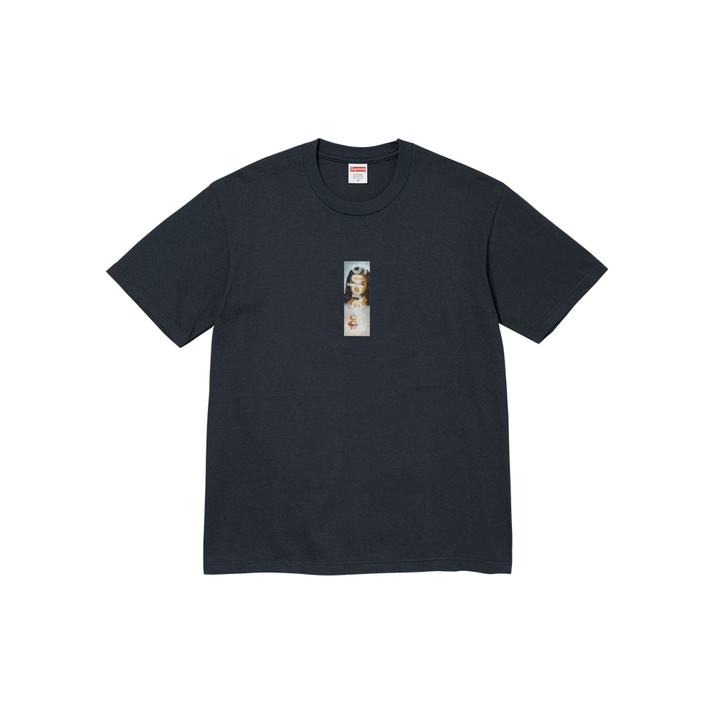 Supreme Prayer Card Box Logo Tee Navy – tričko