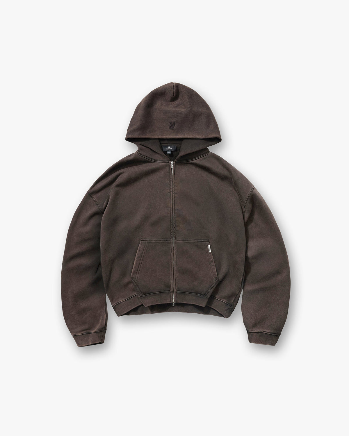Represent Initial Boxy Zip Through Hoodie Coffee