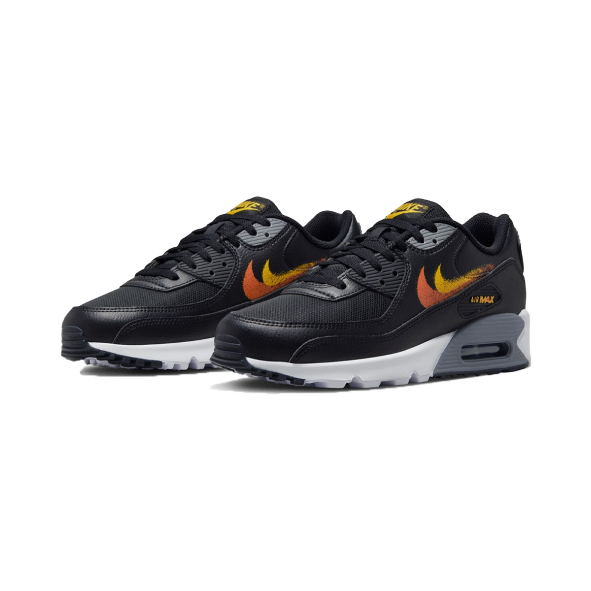 Nike Air Max 90 Spray Paint Swoosh - Black Gold Orange-Nike-pikastore.cz
