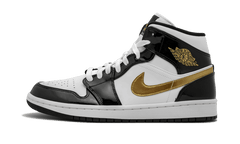 Nike Air Jordan 1 Mid Patent Black White Gold
