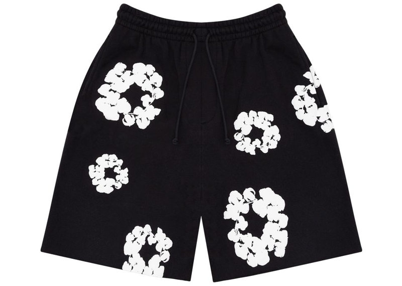 Denim Tears The Cotton Wreath Shorts Black-Denim Tears-pikastore.cz