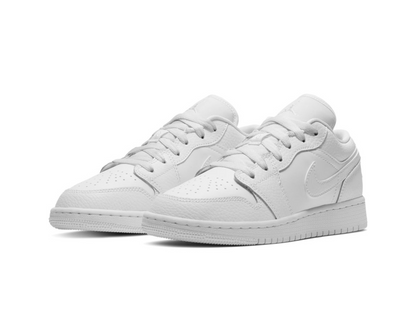 Nike Jordan 1 Low Triple White Tumbled Leather (GS)