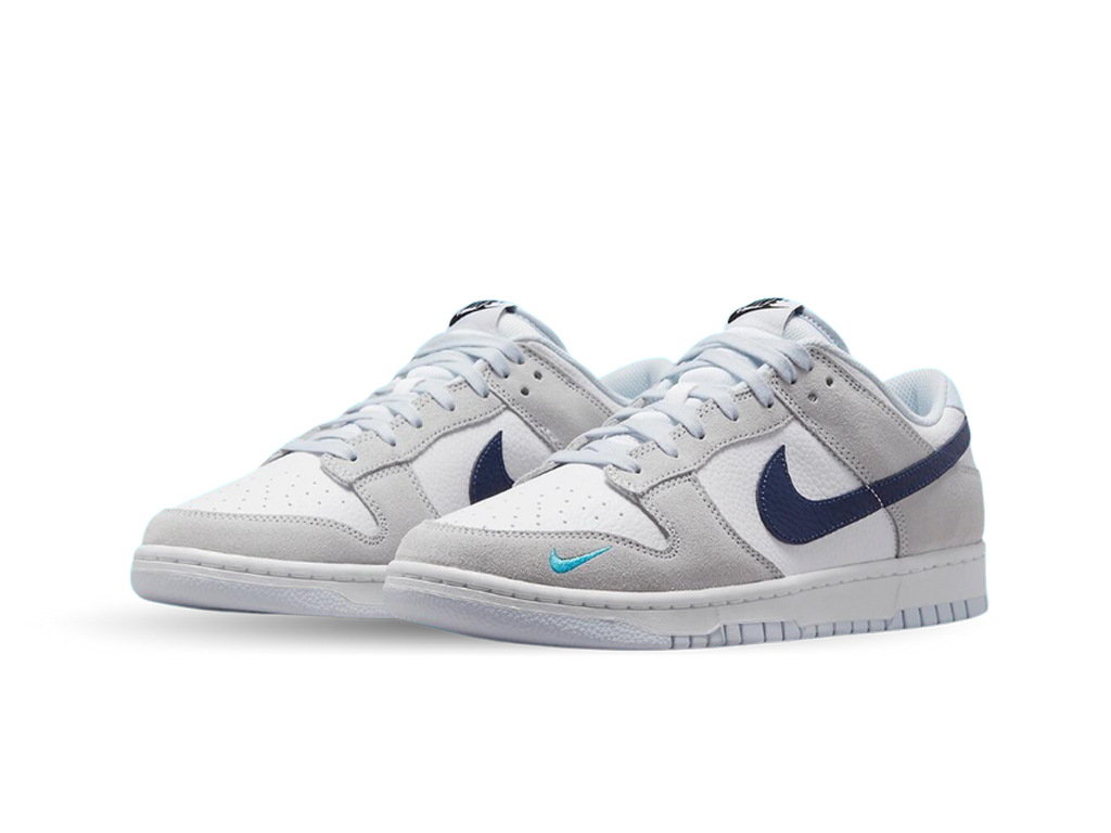 Nike Dunk Low White Grey Navy Aqua Mini Swoosh