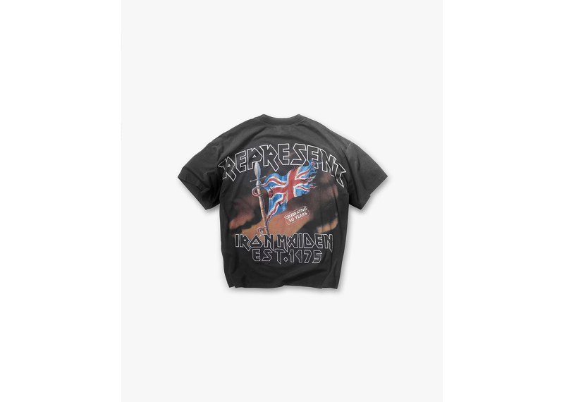 Represent X Iron Maiden Steed T-Shirt Stained Black-Represent-pikastore.cz