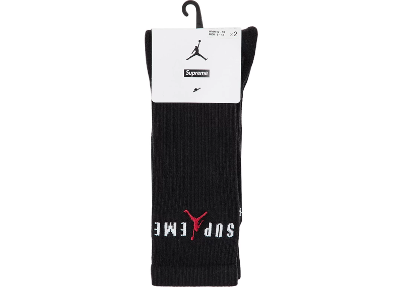 Supreme x Jordan Crew Socks (2 Pack) Black