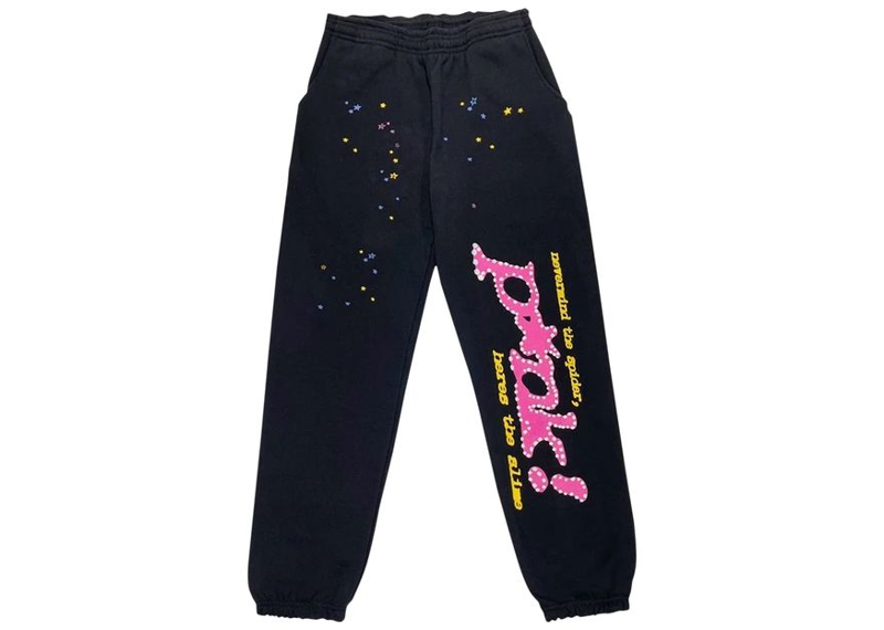 Sp5der P*nk Sweatpants Black-Sp5der-pikastore.cz