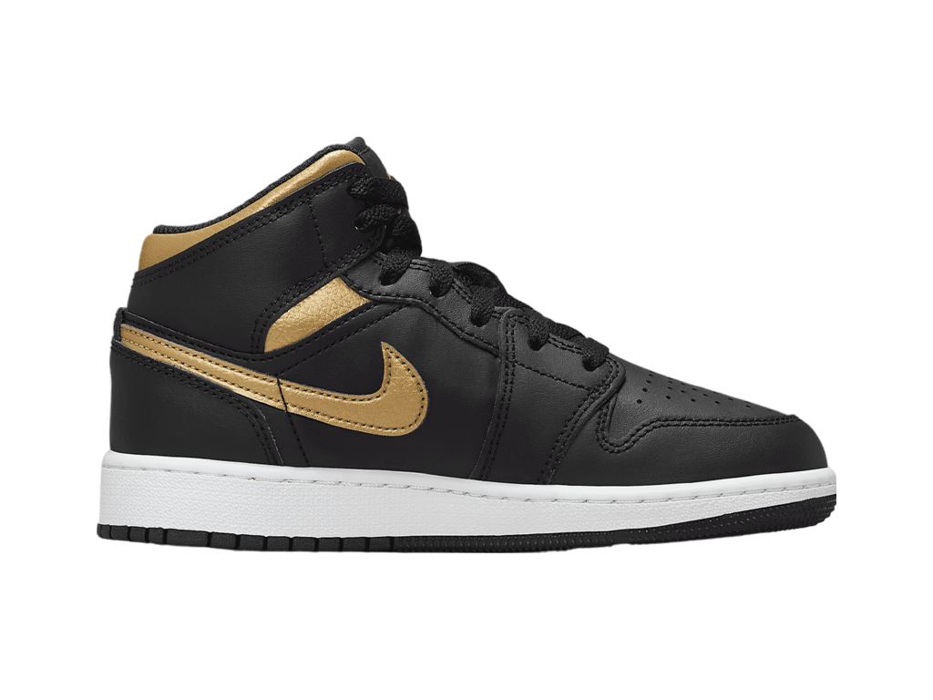 Air Jordan 1 Mid GS Black Metallic Gold