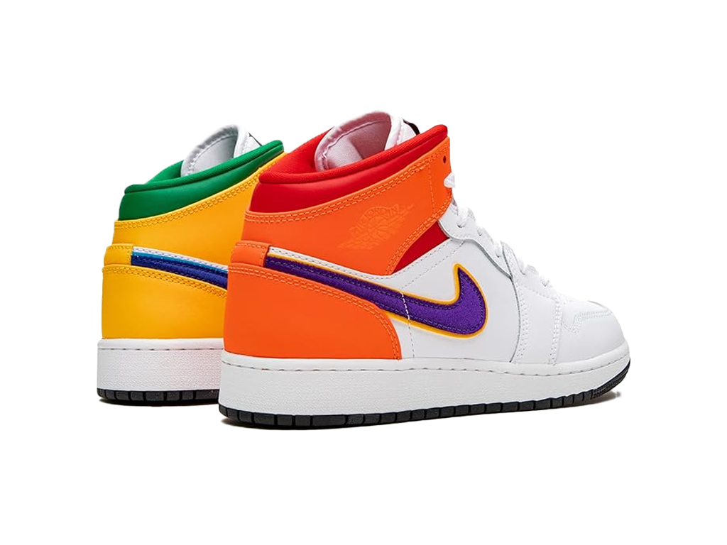 Air Jordan 1 Mid GS White Court Purple Teal